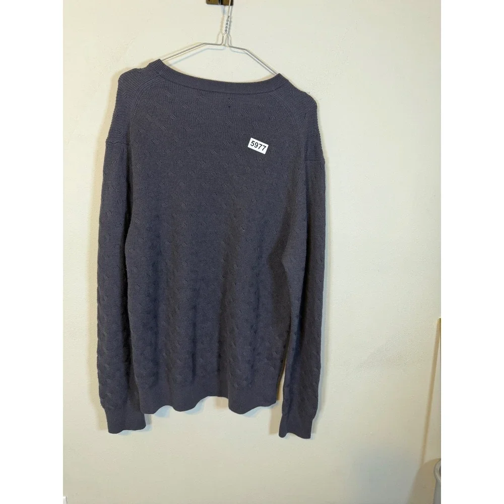 Club Monaco Mens Sweater 100% Wool Textured Cable Knit Gray Large